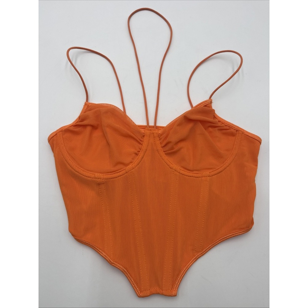 Corset Top Orange Demi Unpadded Under Wire Bra Women's XS/S? Music Festival Neon
